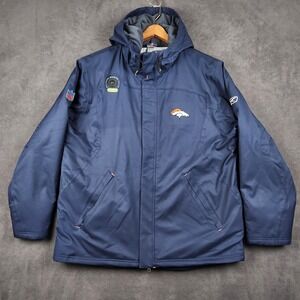 Vintage Denver Broncos On Field Reebok Pump Jacket Mens XL Hooded Sideline NFL